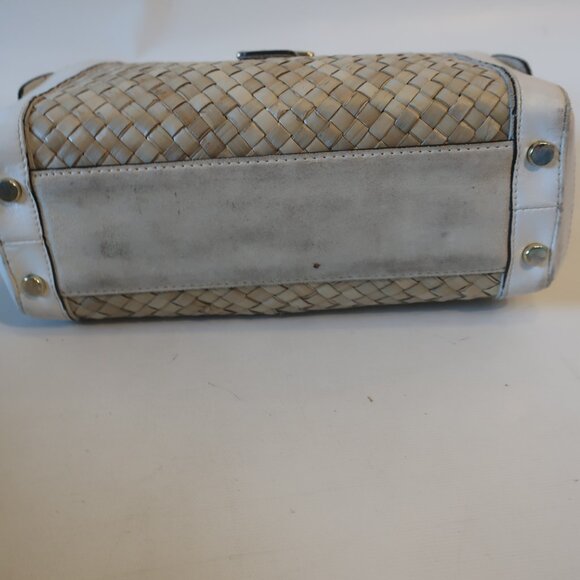 Coach A05K-4419 White Natural Limited Edition Straw Leather Satchel Handbag * - Picture 7 of 15